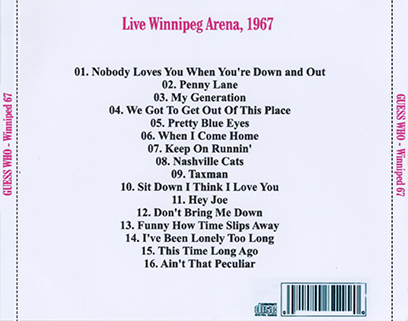 The Guess Who CD Winnipeg 67, Crimson Records, Argentina
tray